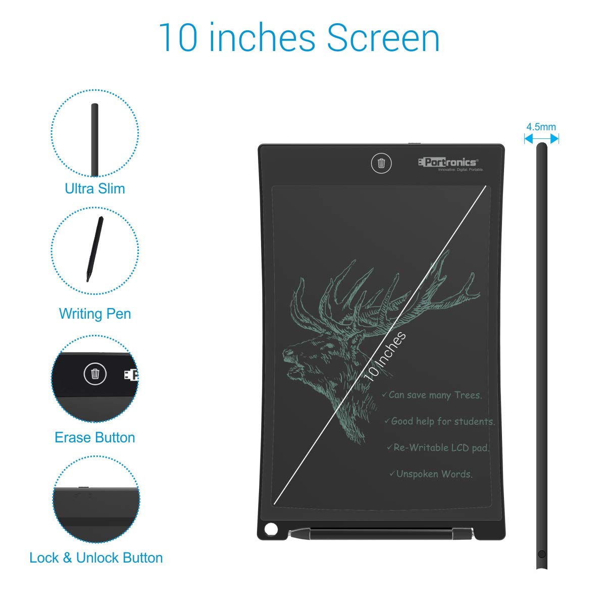 PORTRONICS RUFFPAD10+ RE-WRITABLE LCD PAD POR233 PORTRONICS RUFFPAD10+ RE-WRITABLE LCD PAD POR233