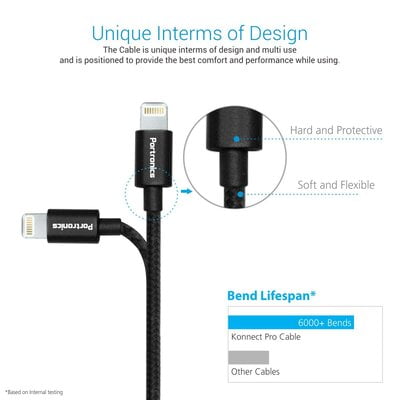 Portronics Konnect Pro (POR-792) 1.2 m Lightning Cable