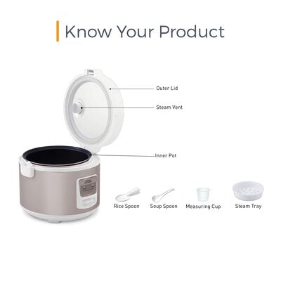 KENT Electric Rice Cooker 5-litres 700-Watt (White and Reddish Grey) KENT Electric Rice Cooker 5-litres 700-Watt (White and Reddish Grey)