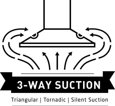 Faber 60cm 3 Way Silent Suction Chimney, 1295 m3/hr Faber 60cm 3 Way Silent Suction Chimney, 1295 m3/hr