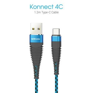 PORTRONICS KONNECT 4C 1.2M TYPE-C CABLE BLUE BLACK POR 873