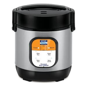 KENT Personal Rice Cooker 0.9-litres 180-Watt (Black and Silver)