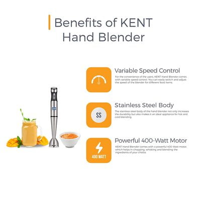 Kent Hand Blender SS-16044, 400 W, Silver