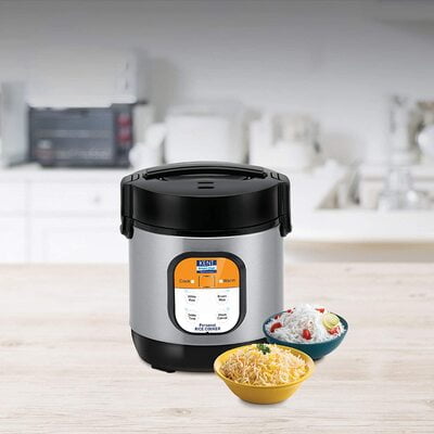 KENT Personal Rice Cooker 0.9-litres 180-Watt (Black and Silver)