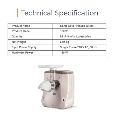 KENT 16022 800ml Cold Pressed slow Juicer Plus KENT 16022 800ml Cold Pressed slow Juicer Plus
