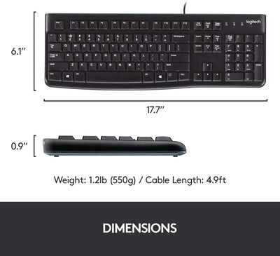 Logitech Desktop MK120 Durable, Comfortable, USB Mouse and keyboard Combo