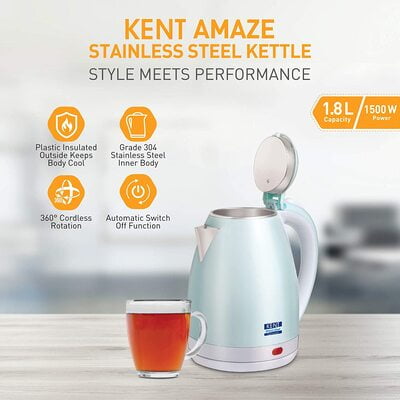 KENT Amaze Cool Touch Electric Kettle 1.8 L 1500 W Plastic Outer