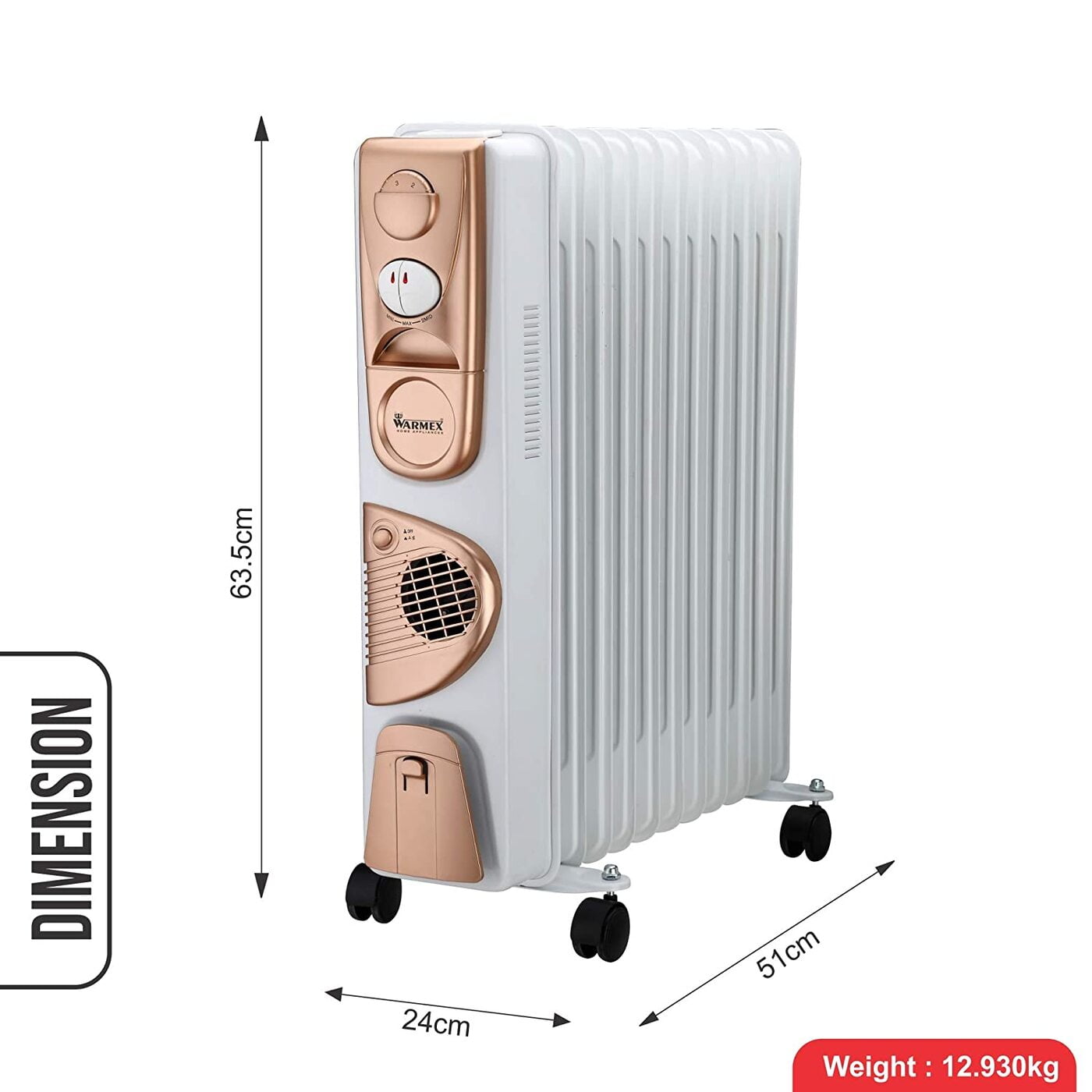 Buy Warmex Oil Filled Radiator 11 Fin OFR With PTC Fan 2900 Watts Online On  Dillimall.Com