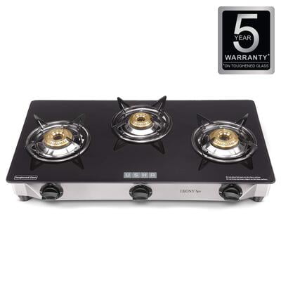 Usha EBONY Neo GS 3003 SS Thick Toughened Glass Top 3 Burner