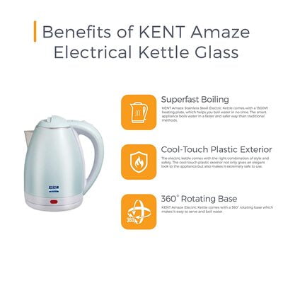 Kent Amaze 1.8 Litre Electric Kettle (Stainless Steel) Kent Amaze 1.8 Litre Electric Kettle (Stainless Steel)