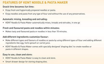 KENT Noodle and Pasta Maker 150-Watt (White) KENT Noodle and Pasta Maker 150-Watt (White)