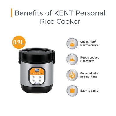 KENT Personal Rice Cooker 0.9-litres 180-Watt (Black and Silver) KENT Personal Rice Cooker 0.9-litres 180-Watt (Black and Silver)