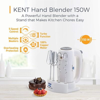 Kent Hand Blender- 150 W, White Dillimall.com