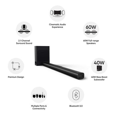 realme 2.1 Channel 100 W Bluetooth Soundbar with Wired Subwoofer realme 2.1 Channel 100 W Bluetooth Soundbar with Wired Subwoofer