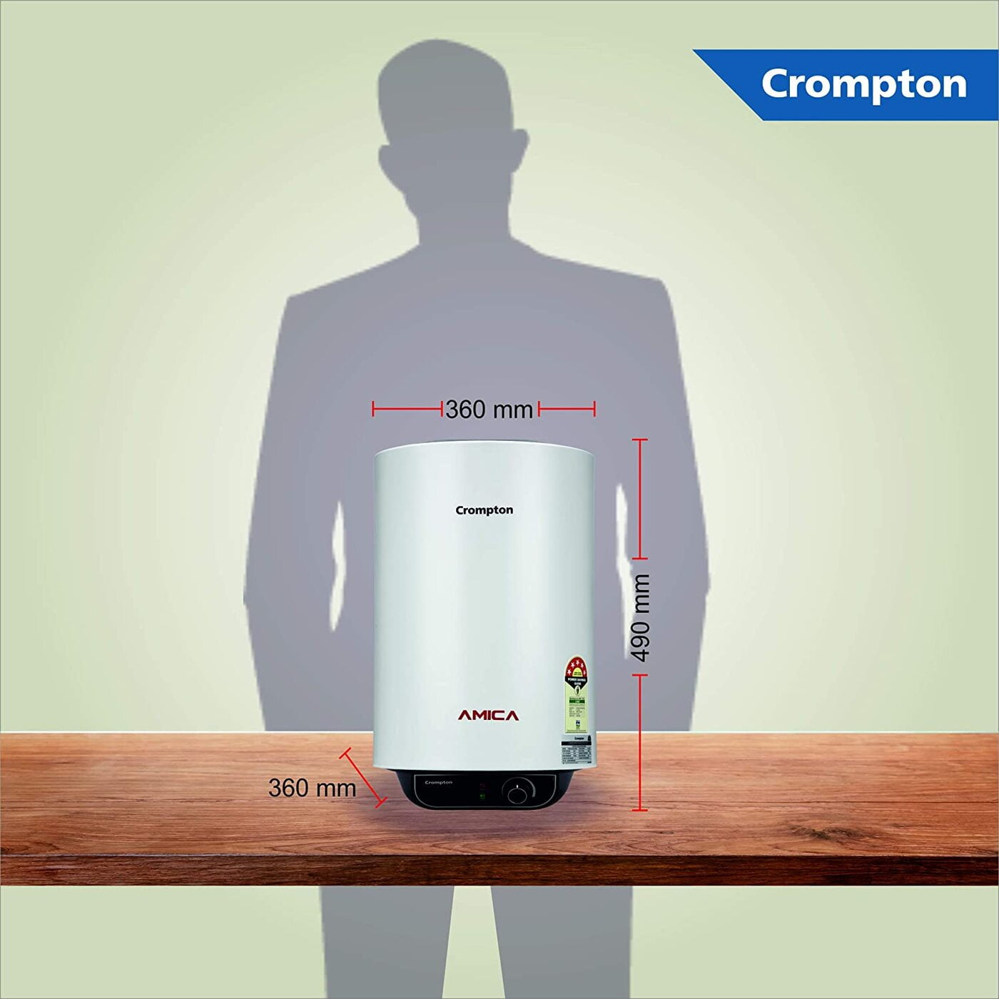 Buy CROMPTON AMICA ASWH-2015 Storage Water Heater 15 ltr Online on  Dillimall.Com
