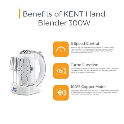 KENT Hand Mixer/Blender- 300 W, White Dillimall.com