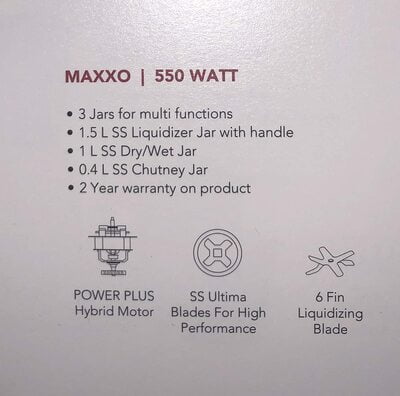 Kenstar Maxxo 550 Watt Mixer Grinder Kenstar Maxxo 550 Watt Mixer Grinder