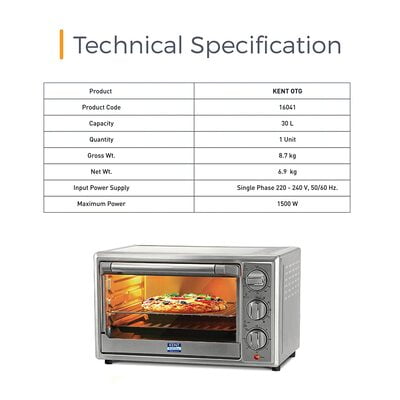 Kent OTG 30 Litre 1500-W Metallic Silver Oven Toaster Grillers Kent OTG 30 Litre 1500-W Metallic Silver Oven Toaster Grillers