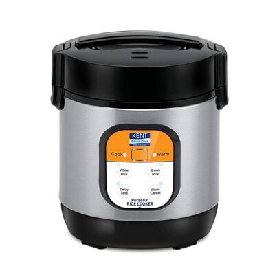 KENT Personal Rice Cooker 0.9-litres 180-Watt (Black and Silver)