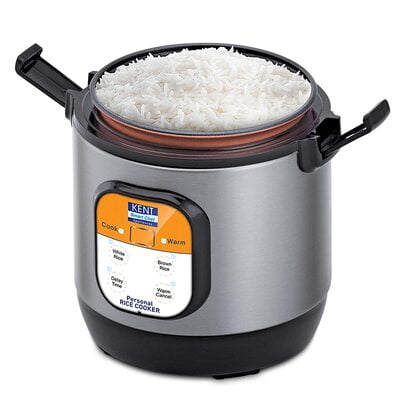 KENT Personal Rice Cooker 0.9-litres 180-Watt (Black and Silver)