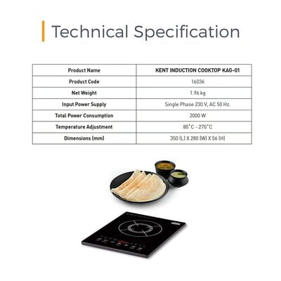 KENT - 16036 Induction Cooktop KAG-01 2000-Watt KENT - 16036 Induction Cooktop KAG-01 2000-Watt