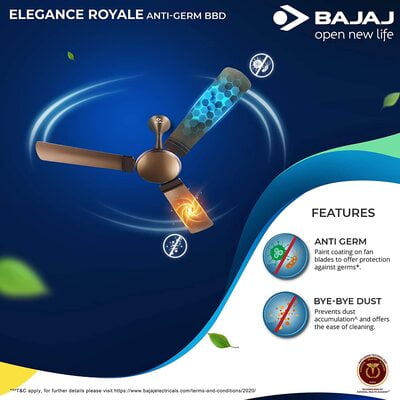 Bajaj Elegance Royale Anti-Germ BBD 1200mm Ceiling Fan Bajaj Elegance Royale Anti-Germ BBD 1200mm Ceiling Fan