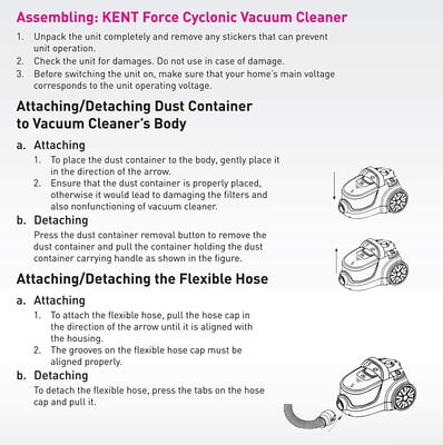 KENT Force Cyclonic Vacuum Cleaner 2000-Watt (White and Silver)