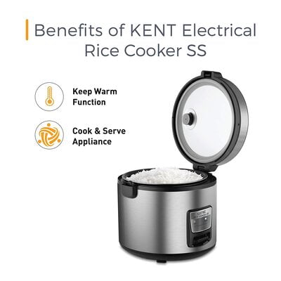 KENT Electric Rice Cooker SS-16021, 5 L-700 Watt (Silver)