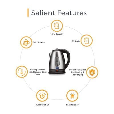 Kent 16026 1.8-Liter Electric Kettle (Silver) Kent 16026 1.8-Liter Electric Kettle (Silver)