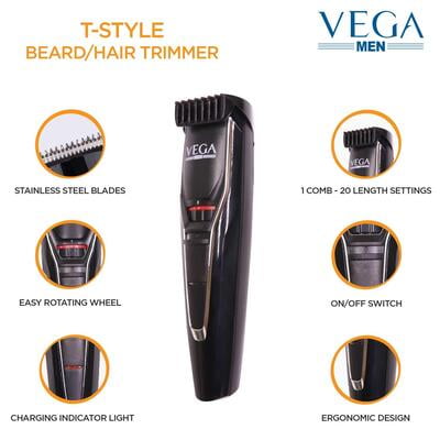 Vega VHTH-12 T-Style Beard Trimmer Black Vega VHTH-12 T-Style Beard Trimmer Black