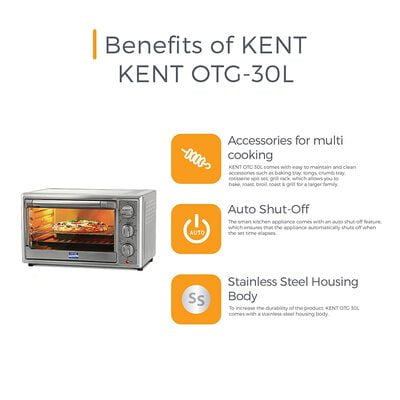 Kent OTG 30 Litre 1500-W Metallic Silver Oven Toaster Grillers