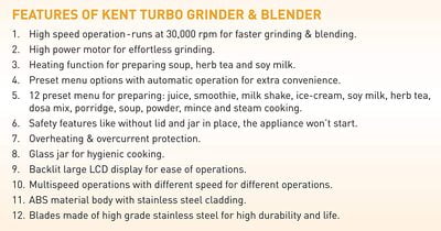 KENT Turbo Grinder and Blender 3000-Watt (Steel Grey & Black) KENT Turbo Grinder and Blender 3000-Watt (Steel Grey & Black)