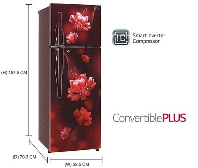 LG Refrigerator 284 litres Convertible Fridge Auto Smart Connect™T302RSCY LG Refrigerator 284 litres Convertible Fridge Auto Smart Connect™T302RSCY