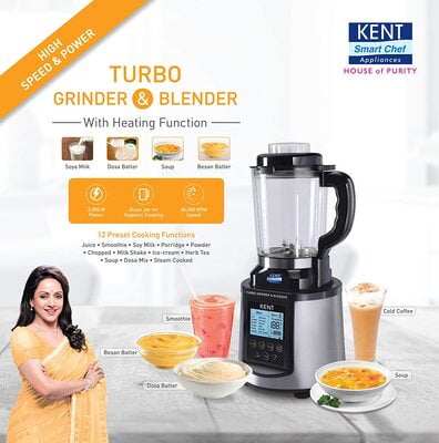 KENT Turbo Grinder and Blender 3000-Watt (Steel Grey & Black)