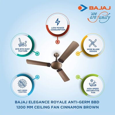 Bajaj Elegance Royale Anti-Germ BBD 1200mm Ceiling Fan Bajaj Elegance Royale Anti-Germ BBD 1200mm Ceiling Fan
