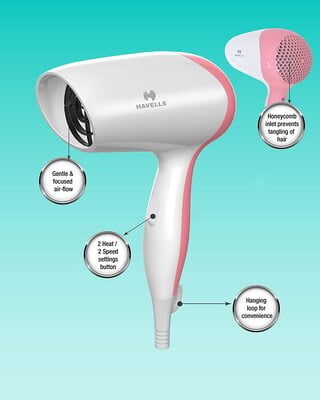 HAVELLS HAIR DRYER PINK HD3101 1200W HAVELLS HAIR DRYER PINK HD3101 1200W