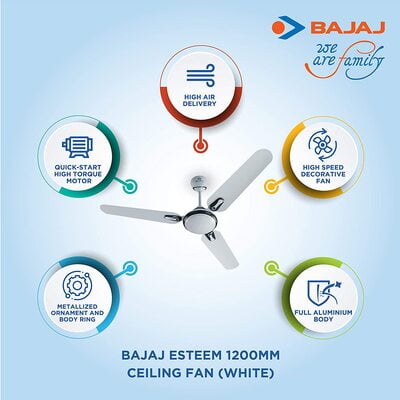 Bajaj Esteem 73-Watt 1200 mm Ceiling Fan Bajaj Esteem 73-Watt 1200 mm Ceiling Fan