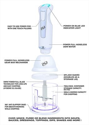 Orpat HHB-157E-EC 250-Watt Hand Blender with Chopper Orpat HHB-157E-EC 250-Watt Hand Blender with Chopper