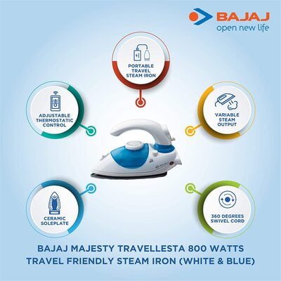 BAJAJ MAJESTY TRAVELLESTA STEAM IRON BLUE BAJAJ MAJESTY TRAVELLESTA STEAM IRON BLUE