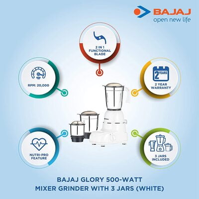 BAJAJ MIXER GRINDER GLORY 500W BAJAJ MIXER GRINDER GLORY 500W