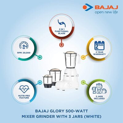 BAJAJ MIXER GRINDER GLORY 500W