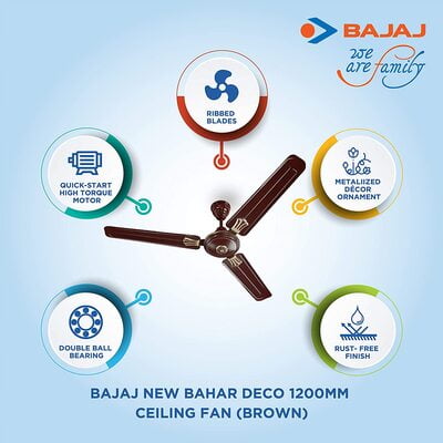 BAJAJ FAN 1200MM BAHAR DECO BROWN BAJAJ FAN 1200MM BAHAR DECO BROWN
