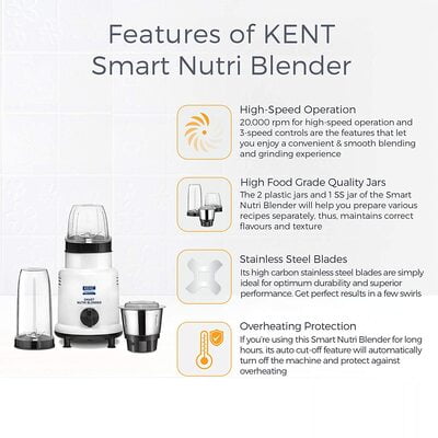 Kent Smart Nutri Blender (16067), 450 W, White Kent Smart Nutri Blender (16067), 450 W, White