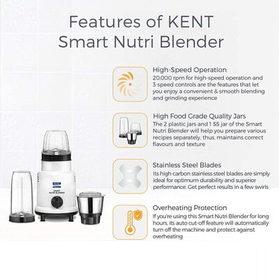 Kent Smart Nutri Blender (16067), 450 W, White