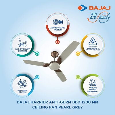 Bajaj Harrier Anti-Germ 1200mm Ceiling Fan Bajaj Harrier Anti-Germ 1200mm Ceiling Fan