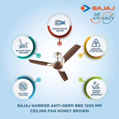 Bajaj Harrier Anti-Germ 1200mm Ceiling Fan Bajaj Harrier Anti-Germ 1200mm Ceiling Fan