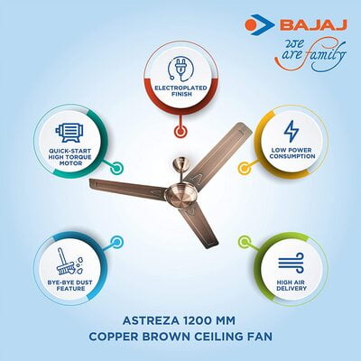 Bajaj Astreza 68-Watt 1200mm Ceiling Fan Bajaj Astreza 68-Watt 1200mm Ceiling Fan