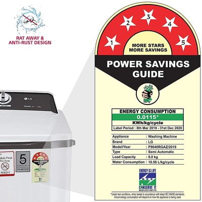 LG Semi Automatic Washing Machine P9040RGAZ LG Semi Automatic Washing Machine P9040RGAZ