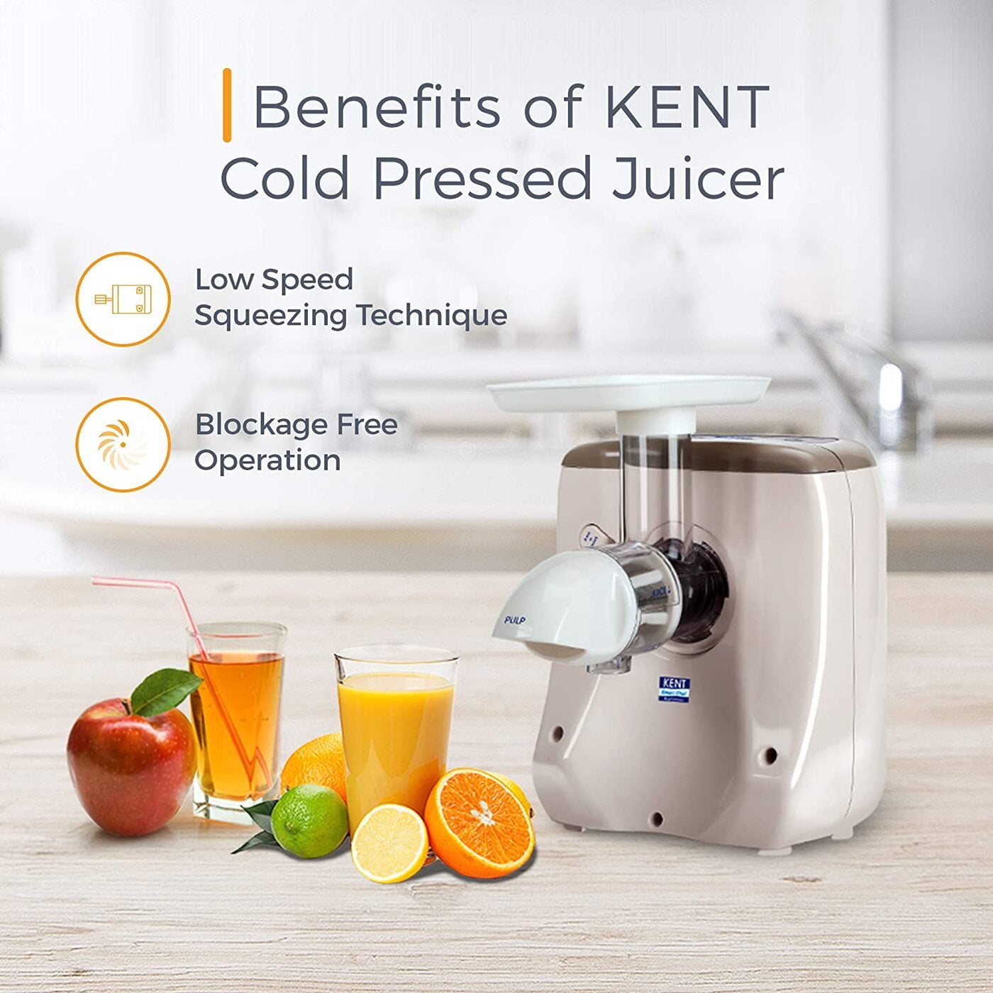 Buy KENT 16022 800ml Cold Pressed slow Juicer Plus Online At Lowest