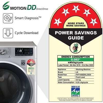 LG WASHING MACHINE FRONT LOADING 8KG FHT1408ZWL